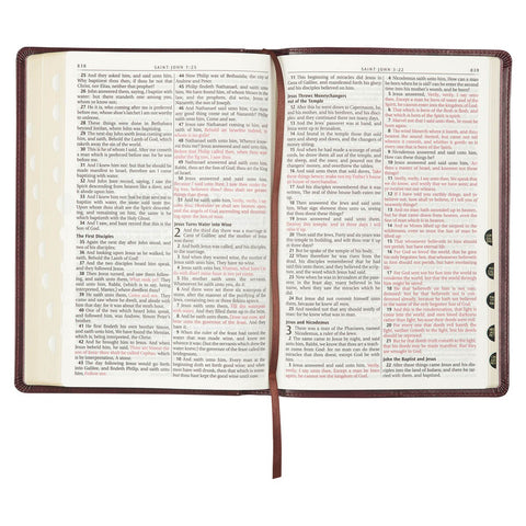 Burgundy Faux Leather Large Print Thinline King James Version Bible with Thumb Index