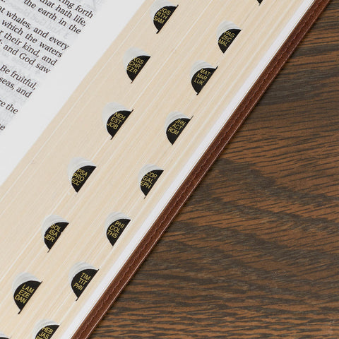 Antiqued Brown Faux Leather Large Print Thinline King James Version Bible with Thumb Index