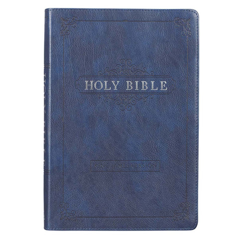 Blue Faux Leather Large Print Thinline King James Version Bible with Thumb Index