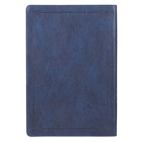 Blue Faux Leather Large Print Thinline King James Version Bible with Thumb Index