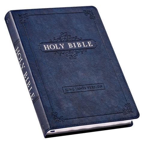 Blue Faux Leather Large Print Thinline King James Version Bible with Thumb Index