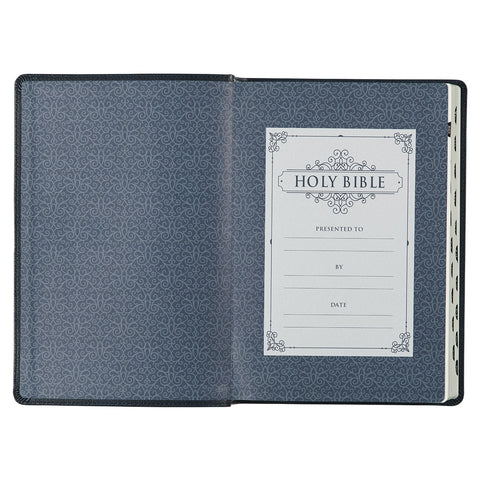 Blue Faux Leather Large Print Thinline King James Version Bible with Thumb Index