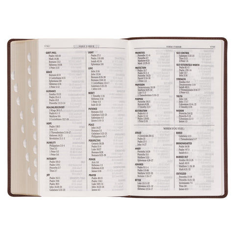 Medium Brown Ivy Faux Leather Giant Print Standard-size Bible with Thumb Index