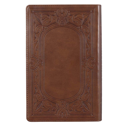 Medium Brown Ivy Faux Leather Giant Print Standard-size Bible with Thumb Index