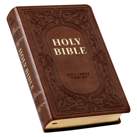 Medium Brown Ivy Faux Leather Giant Print Standard-size Bible with Thumb Index