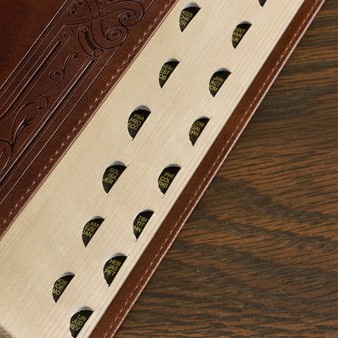 Medium Brown Ivy Faux Leather Giant Print Standard-size Bible with Thumb Index