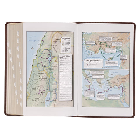 Medium Brown Ivy Faux Leather Giant Print Standard-size Bible with Thumb Index