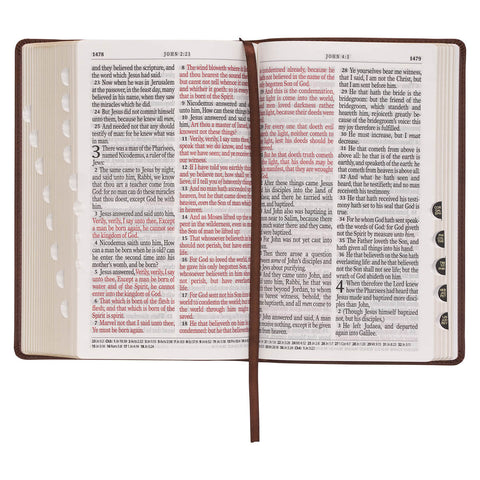 Medium Brown Ivy Faux Leather Giant Print Standard-size Bible with Thumb Index