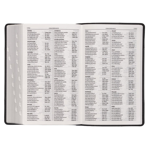 Black and Gray Two-tone Faux Leather Giant Print Standard-size Bible with Thumb Index