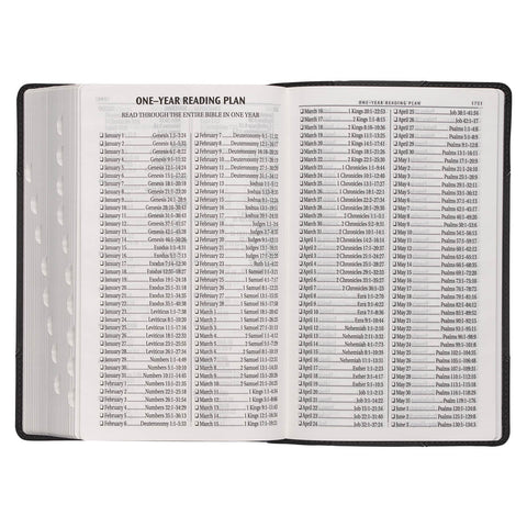 Black and Gray Two-tone Faux Leather Giant Print Standard-size Bible with Thumb Index