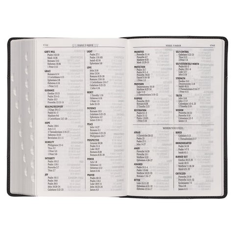 Black and Gray Two-tone Faux Leather Giant Print Standard-size Bible with Thumb Index
