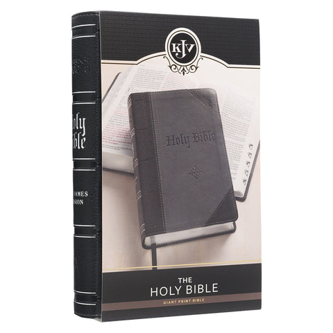 Black and Gray Two-tone Faux Leather Giant Print Standard-size Bible with Thumb Index