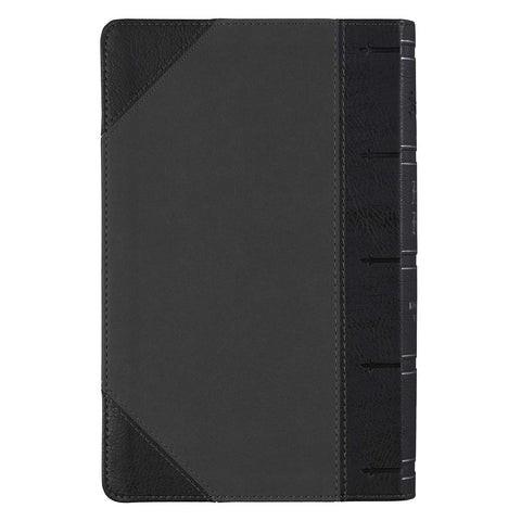 Black and Gray Two-tone Faux Leather Giant Print Standard-size Bible with Thumb Index