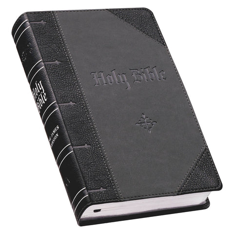 Black and Gray Two-tone Faux Leather Giant Print Standard-size Bible with Thumb Index