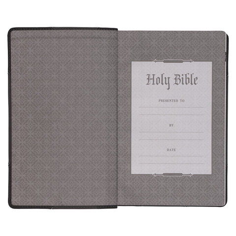 Black and Gray Two-tone Faux Leather Giant Print Standard-size Bible with Thumb Index