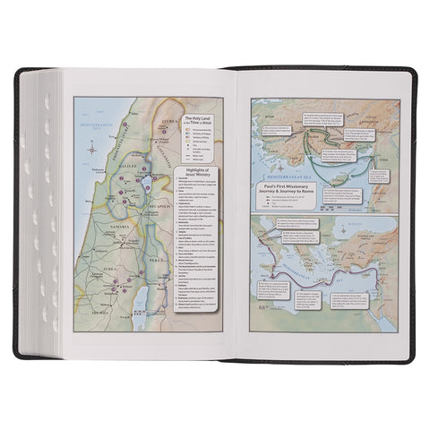 Black and Gray Two-tone Faux Leather Giant Print Standard-size Bible with Thumb Index