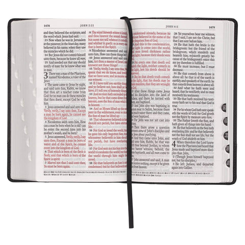 Black and Gray Two-tone Faux Leather Giant Print Standard-size Bible with Thumb Index
