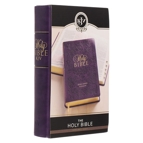 Purple Floral Faux Leather Giant Print Standard-size King James Version Bible with Thumb Index