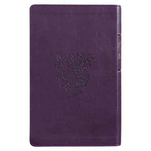 Purple Floral Faux Leather Giant Print Standard-size King James Version Bible with Thumb Index