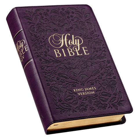 Purple Floral Faux Leather Giant Print Standard-size King James Version Bible with Thumb Index