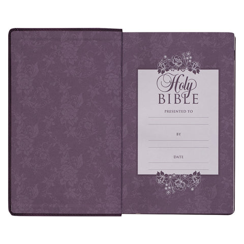 Purple Floral Faux Leather Giant Print Standard-size King James Version Bible with Thumb Index