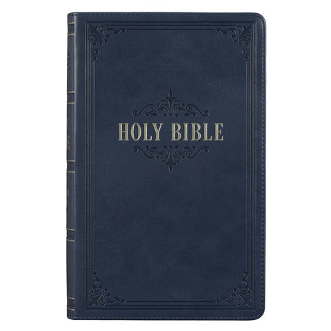Dark Blue Faux Leather Giant Print Standard-size King James Version Bible with Thumb Index
