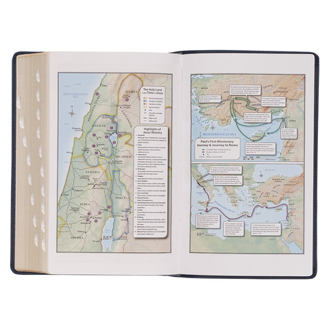 Dark Blue Faux Leather Giant Print Standard-size King James Version Bible with Thumb Index