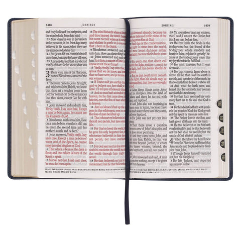 Dark Blue Faux Leather Giant Print Standard-size King James Version Bible with Thumb Index