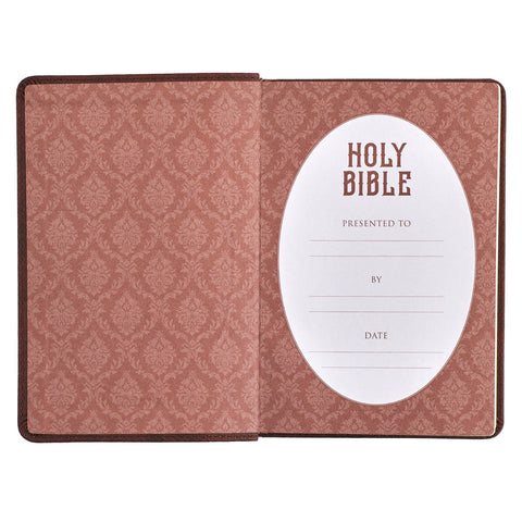 Chestnut Brown Faux Leather Compact King James Version Bible