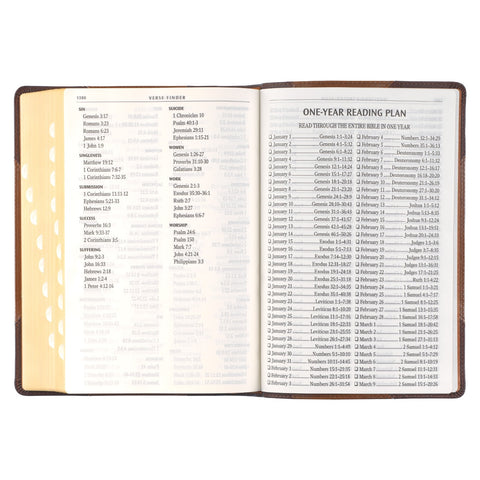 Two-tone Brown Faux Leather Giant Print Full-size King James Version Bible with Thumb Index