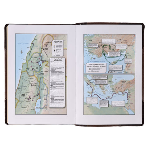 Two-tone Brown Faux Leather Giant Print Full-size King James Version Bible with Thumb Index