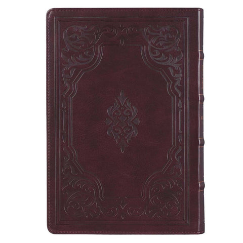 Antiqued Dark Brown Faux Leather Giant Print Full-size King James Version Bible with Thumb Index