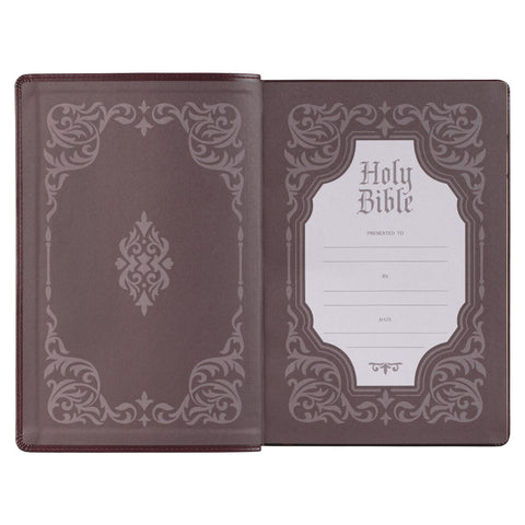 Antiqued Dark Brown Faux Leather Giant Print Full-size King James Version Bible with Thumb Index
