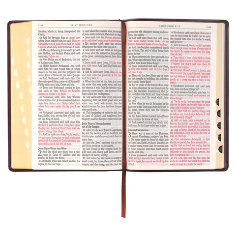 Antiqued Dark Brown Faux Leather Giant Print Full-size King James Version Bible with Thumb Index