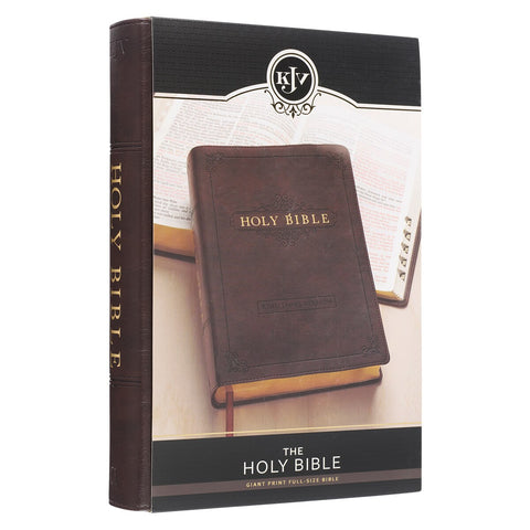 Espresso Brown Faux Leather Giant Print Full-size King James Version Bible with Thumb Index