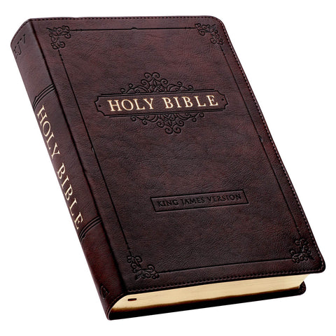 Espresso Brown Faux Leather Giant Print Full-size King James Version Bible with Thumb Index