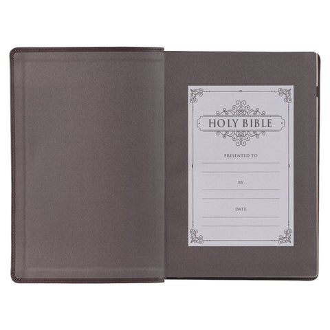 Espresso Brown Faux Leather Giant Print Full-size King James Version Bible with Thumb Index