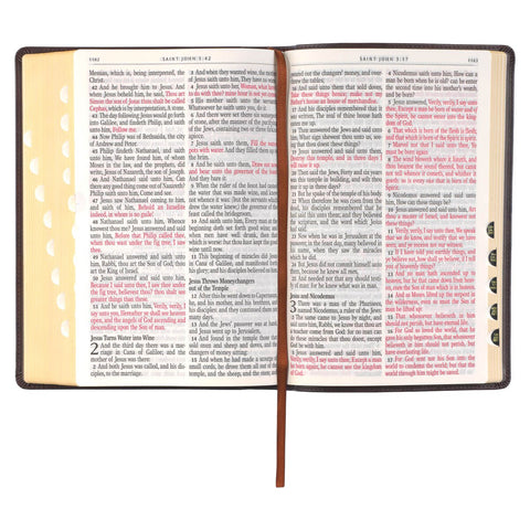 Espresso Brown Faux Leather Giant Print Full-size King James Version Bible with Thumb Index