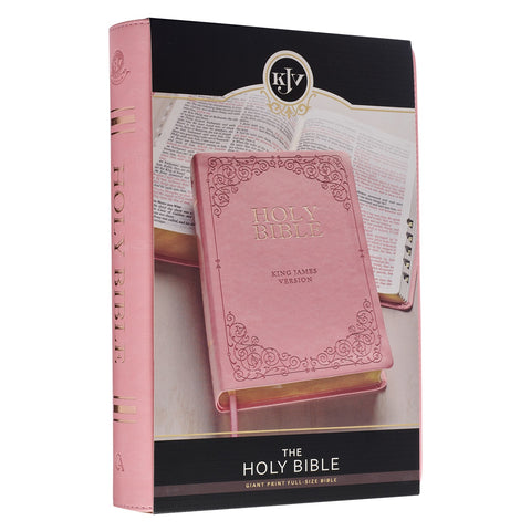 Pink Faux Leather Giant Print Full-size King James Version Bible with Thumb-index