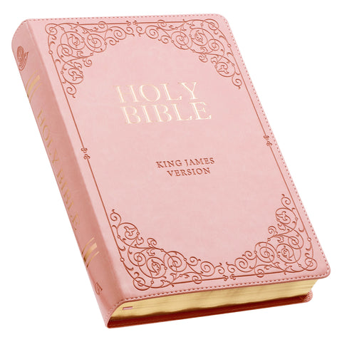 Pink Faux Leather Giant Print Full-size King James Version Bible with Thumb-index