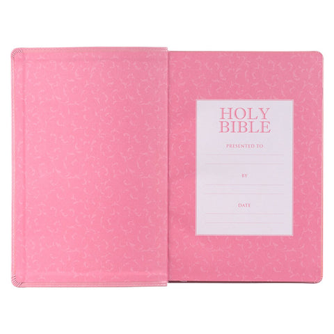 Pink Faux Leather Giant Print Full-size King James Version Bible with Thumb-index