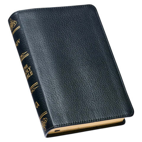 Black Full Grain Leather Compact King James Version Bible