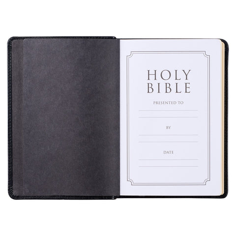 Black Full Grain Leather Compact King James Version Bible