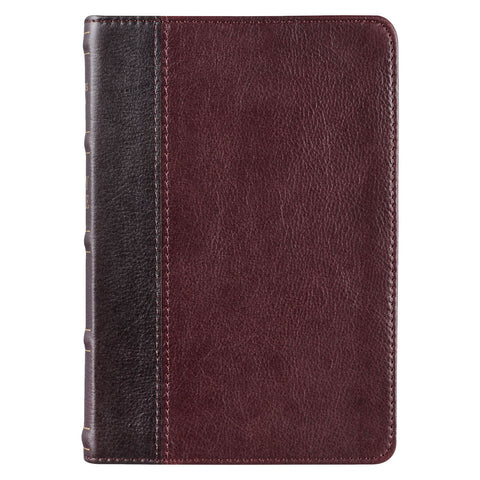 Merlot & Burgundy Two-tone Full Grain Leather Compact King James Version Bible
