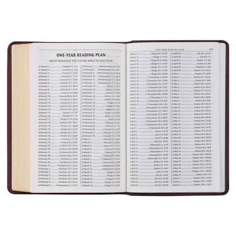 Merlot & Burgundy Two-tone Full Grain Leather Compact King James Version Bible