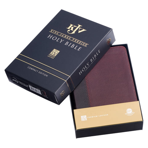 Merlot & Burgundy Two-tone Full Grain Leather Compact King James Version Bible