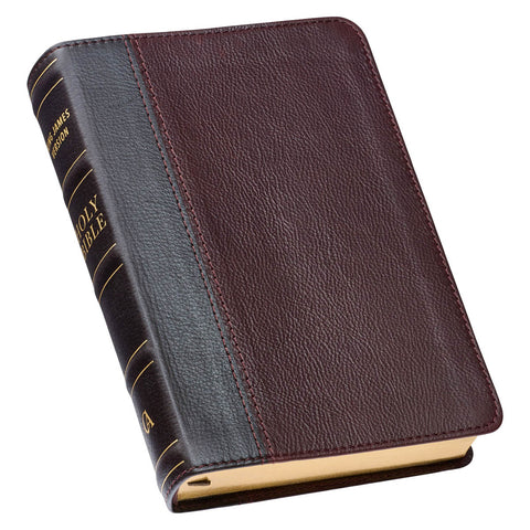 Merlot & Burgundy Two-tone Full Grain Leather Compact King James Version Bible