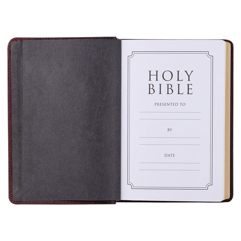 Merlot & Burgundy Two-tone Full Grain Leather Compact King James Version Bible