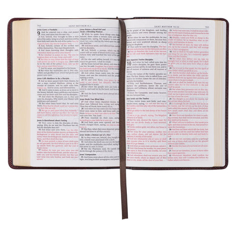 Merlot & Burgundy Two-tone Full Grain Leather Compact King James Version Bible