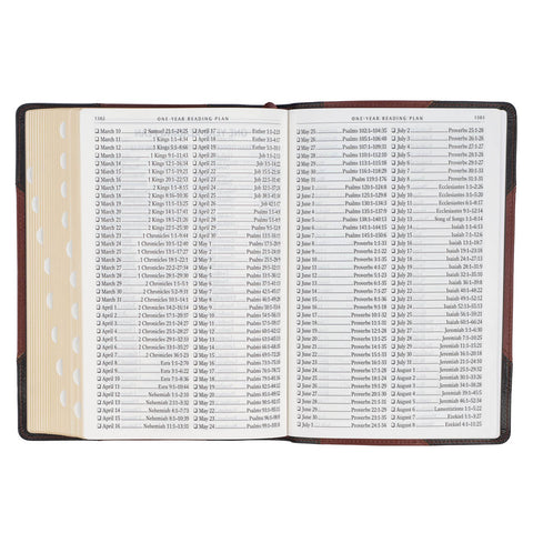 Tawny and Dark Brown Full Grain Leather Giant Print King James Version Bible with Thumb Index